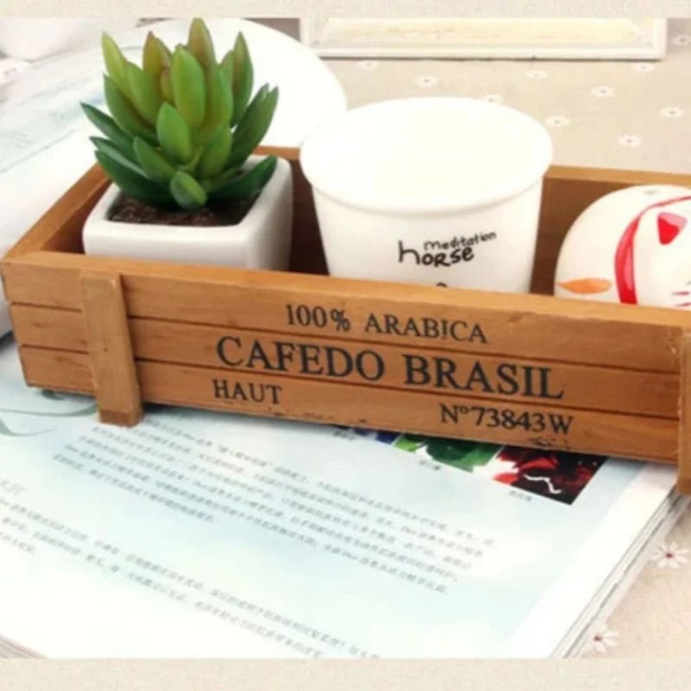 Retro Wooden Plant Storage Box 2