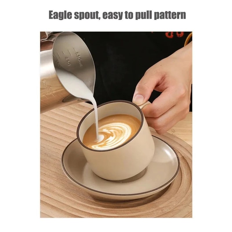 Premium Stainless Steel Milk Frother Pitcher Barista Style 4