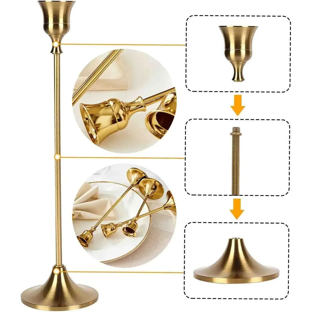 Vintage Metal Tabletop Candle Holder Set 9