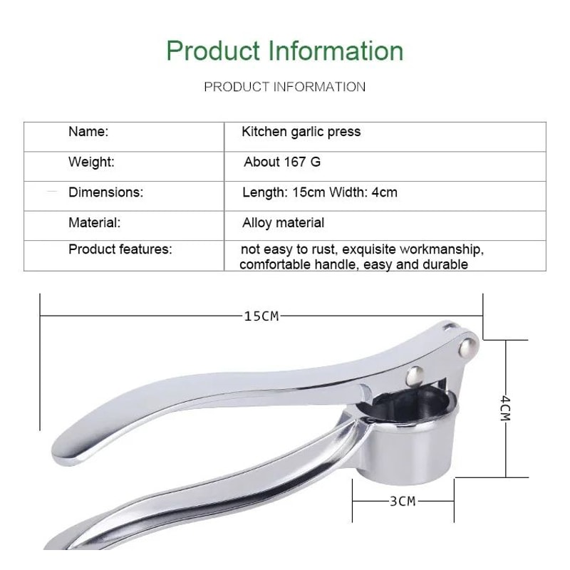 Stainless Steel Garlic Masher And Ginger Press 7