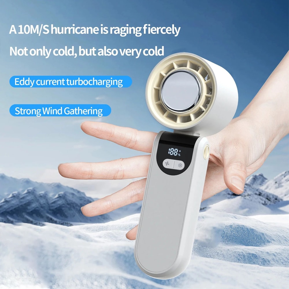 Portable Folding Handheld Fan With Cooling Display 1