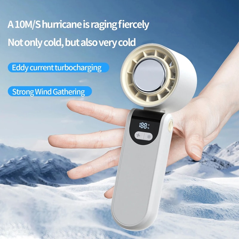 Portable Folding Handheld Fan With Cooling Display 1