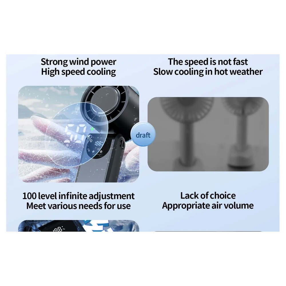 Portable Folding Handheld Fan With Cooling Display 11