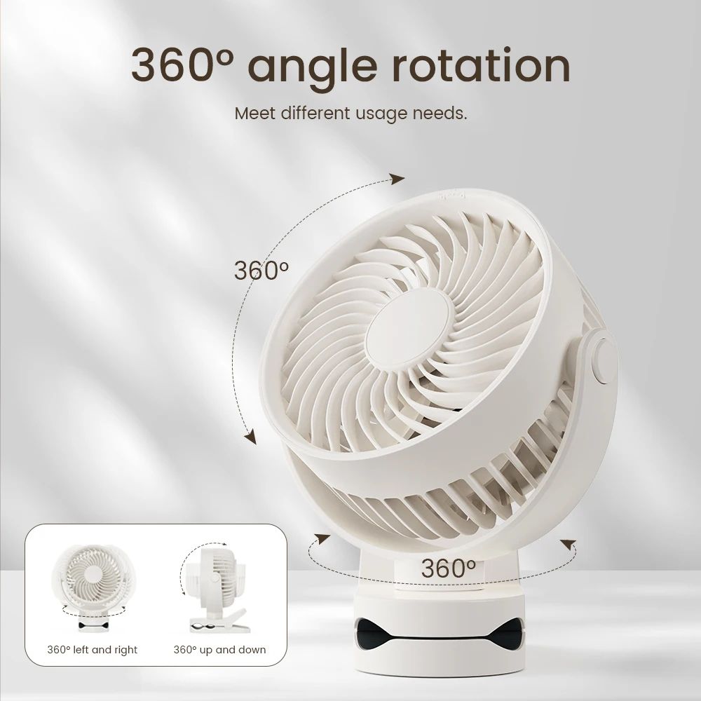 Wall Mounted Rechargeable Clip On Silent Fan 3