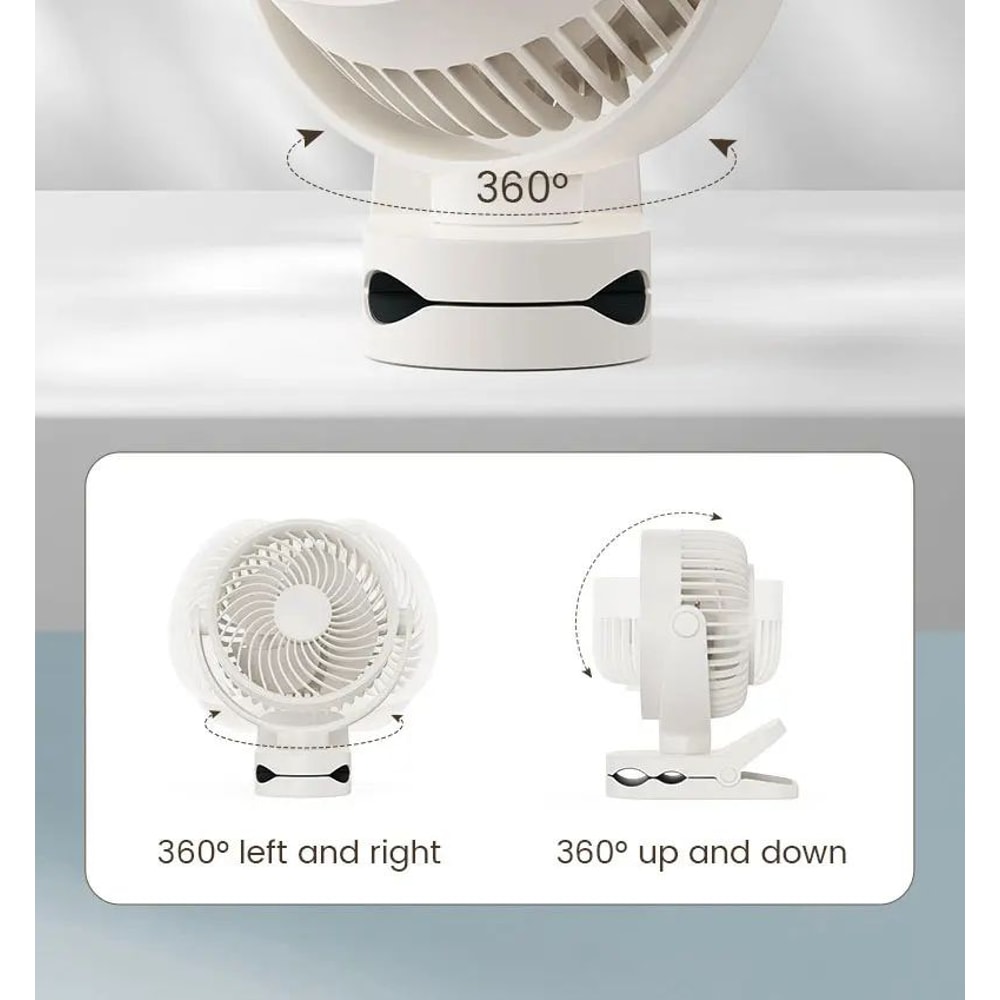 Wall Mounted Rechargeable Clip On Silent Fan 15