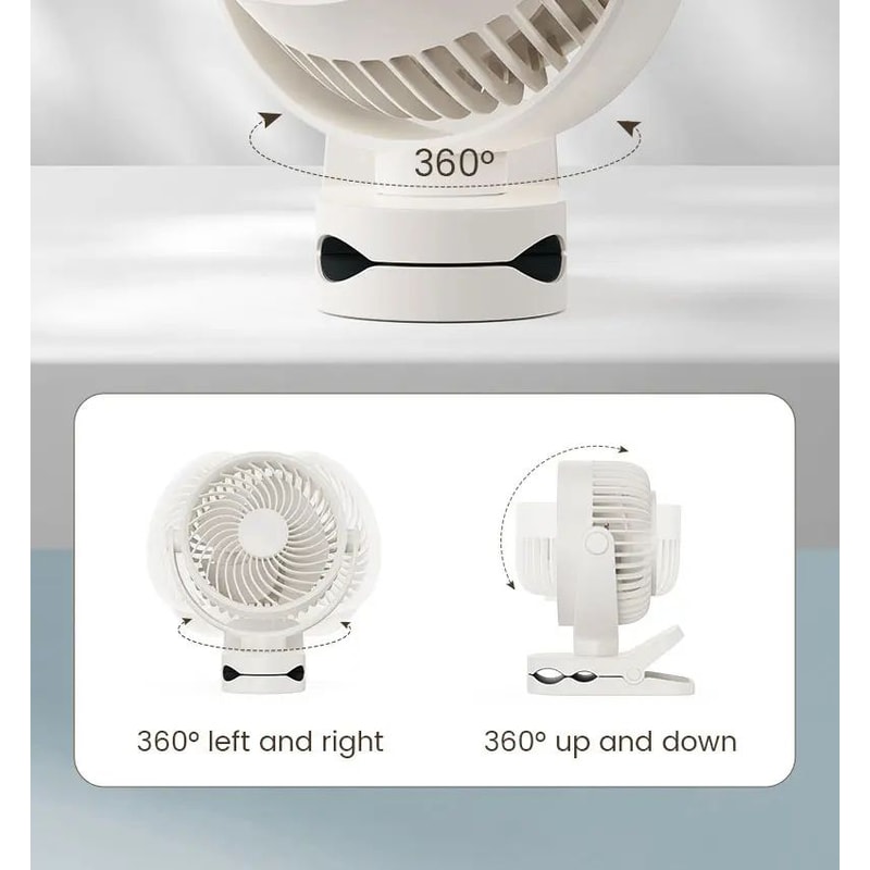 Wall Mounted Rechargeable Clip On Silent Fan 15