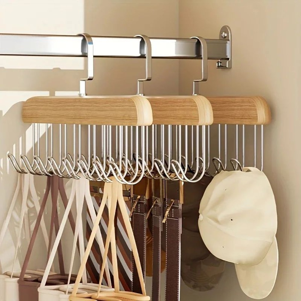 Wooden Multi Hook Hanger For Clothing Storage 0