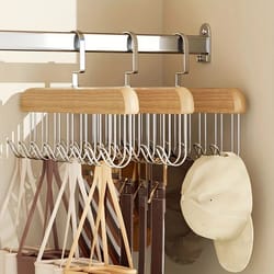 wooden multi hook hanger for clothing storage
