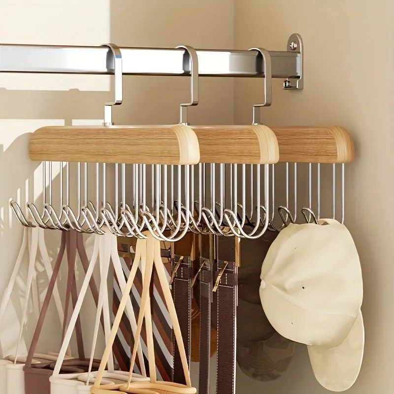 Wooden Multi Hook Hanger For Clothing Storage 0