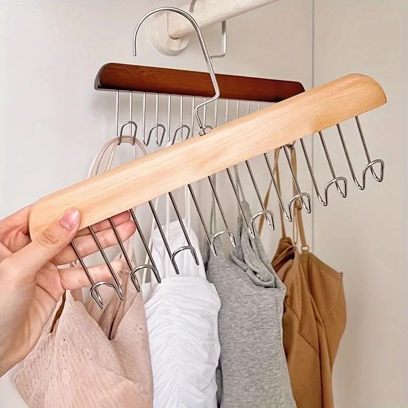 Wooden Multi Hook Hanger For Clothing Storage 3
