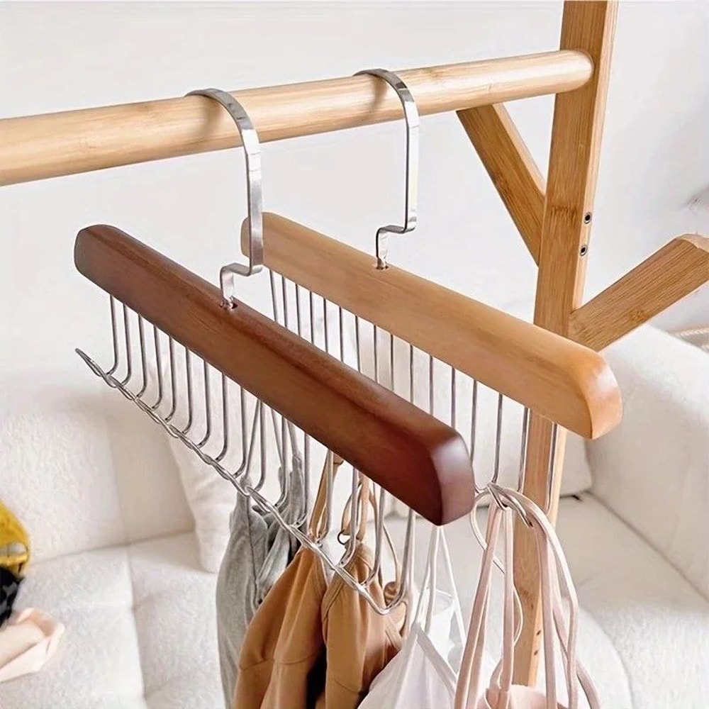 Wooden Multi Hook Hanger For Clothing Storage 4