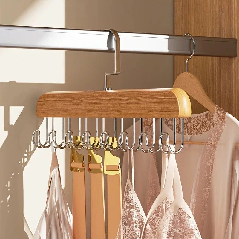 Wooden Multi Hook Hanger For Clothing Storage 5