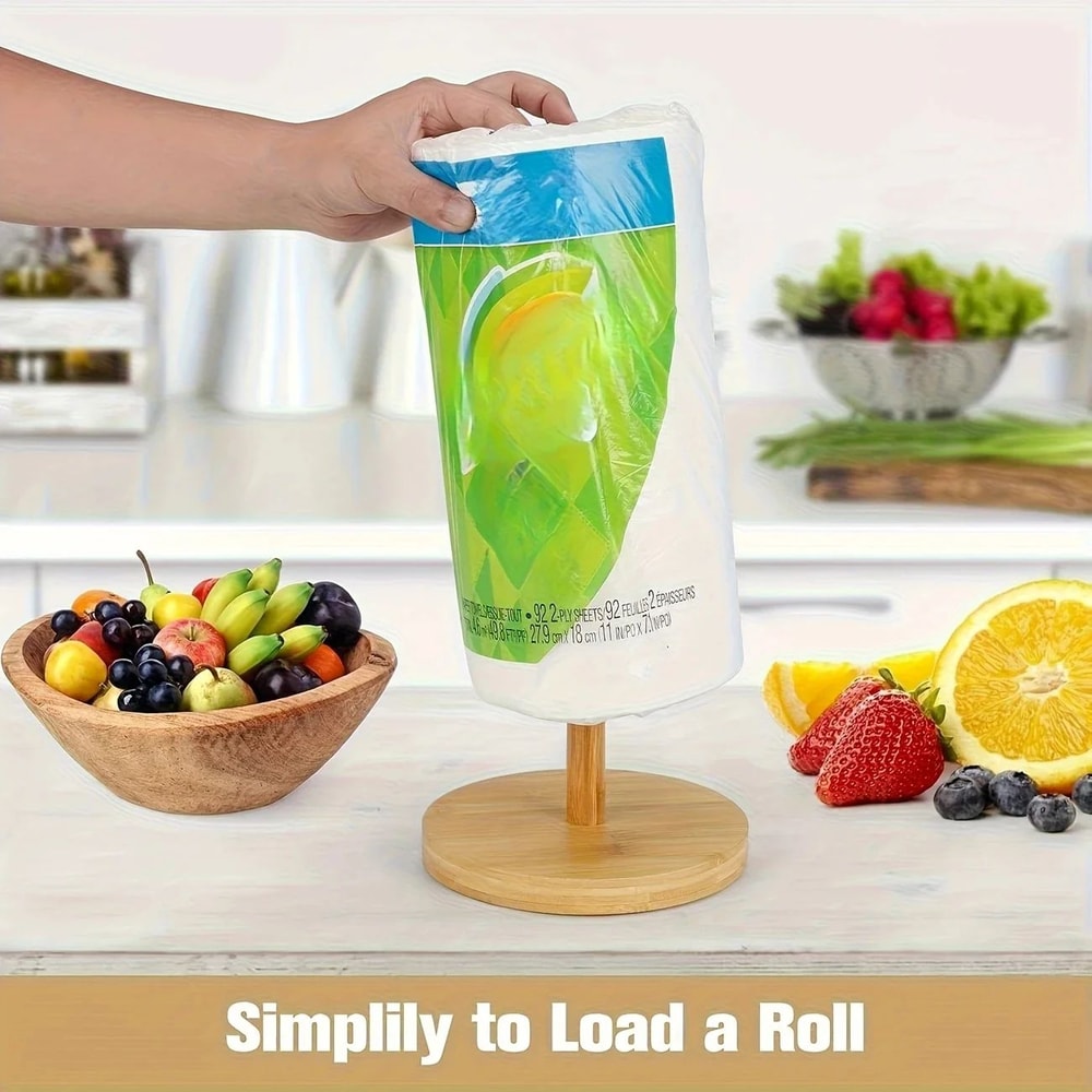Bamboo Paper Towel Holder Countertop Stand 2