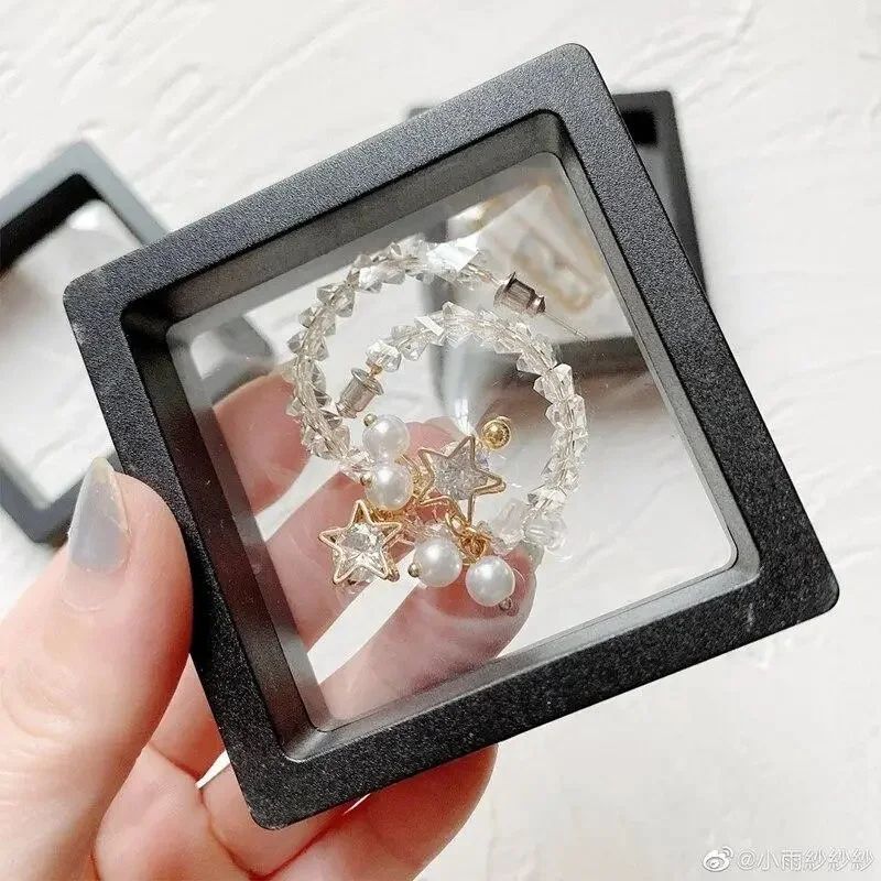 Clear 3D Floating Display Case Jewelry Organizer Set 2