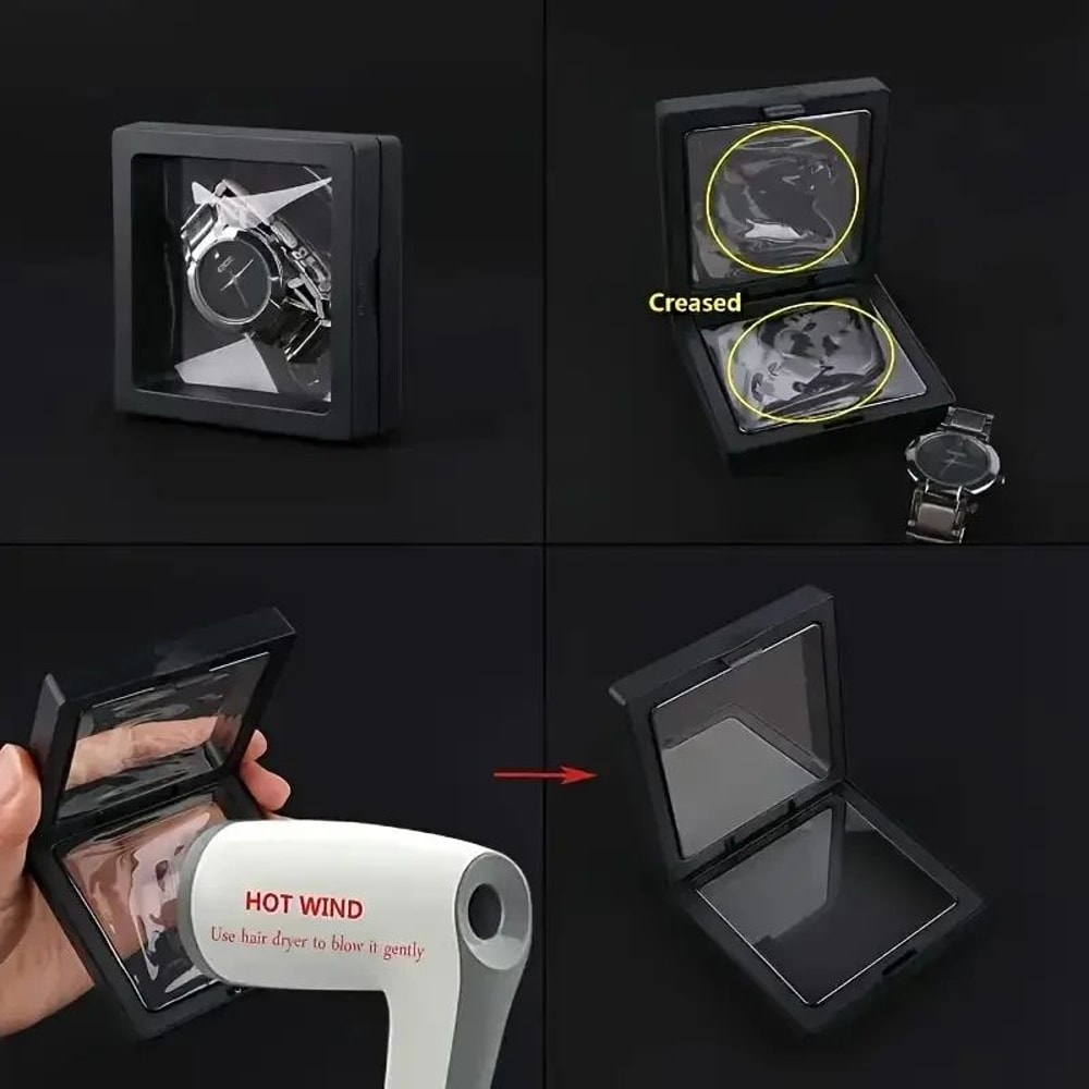 Clear 3D Floating Display Case Jewelry Organizer Set 4