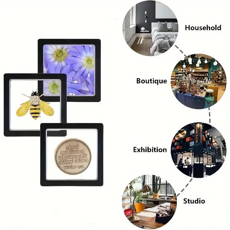 Clear 3D Floating Display Case Jewelry Organizer Set 5