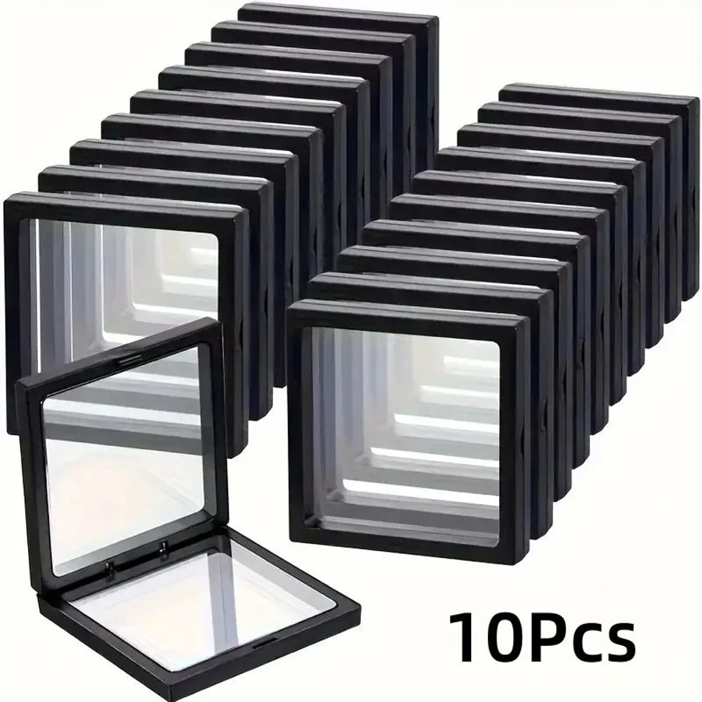 Clear 3D Floating Display Case Jewelry Organizer Set 6