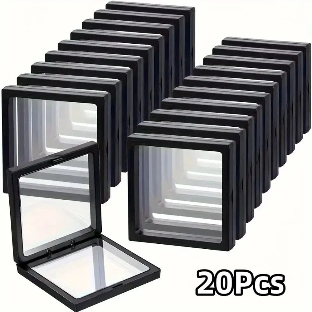 Clear 3D Floating Display Case Jewelry Organizer Set 7