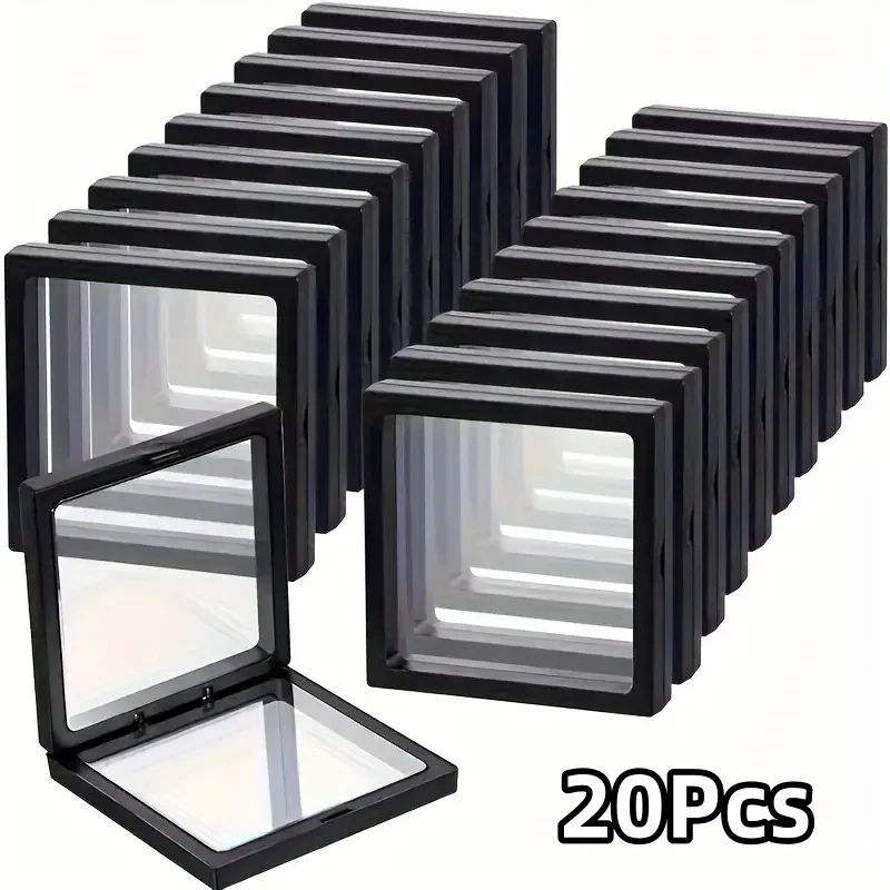 Clear 3D Floating Display Case Jewelry Organizer Set 7