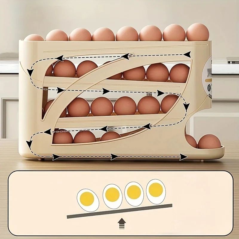 3 Tier Rolling Egg Storage Container For Fridge 2