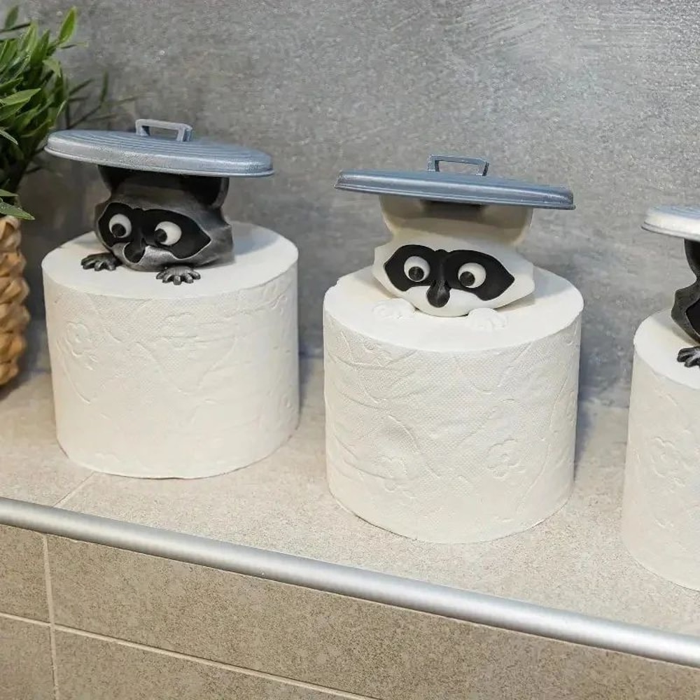 3D Raccoon Toilet Paper Holder Bathroom Decor 0