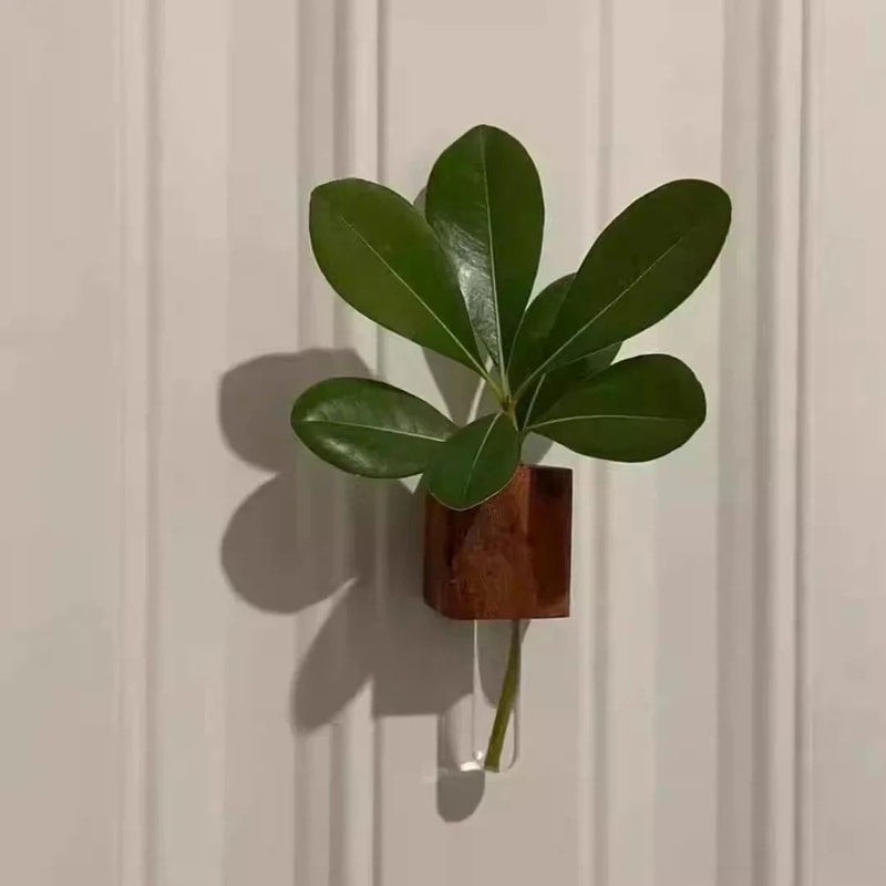 Solid Wood Magnetic Vase For Refrigerator Decor 3