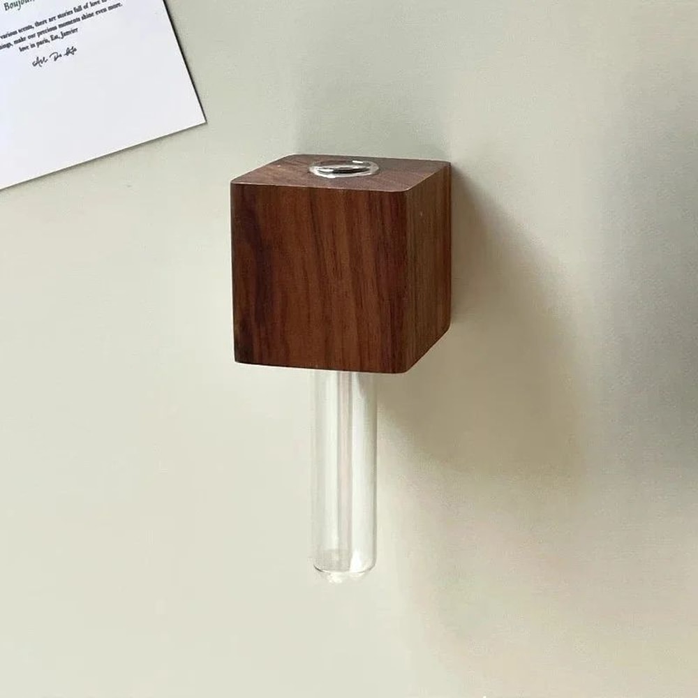Solid Wood Magnetic Vase For Refrigerator Decor 4