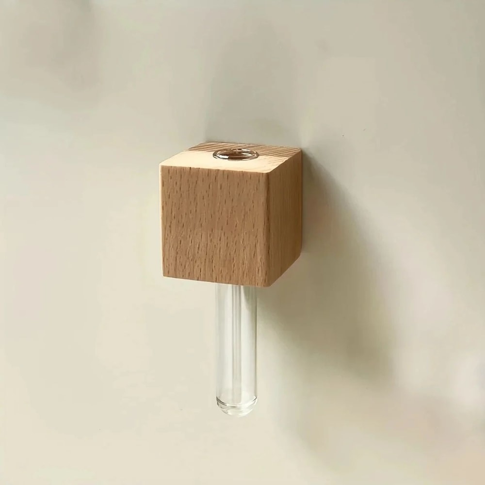 Solid Wood Magnetic Vase For Refrigerator Decor 5
