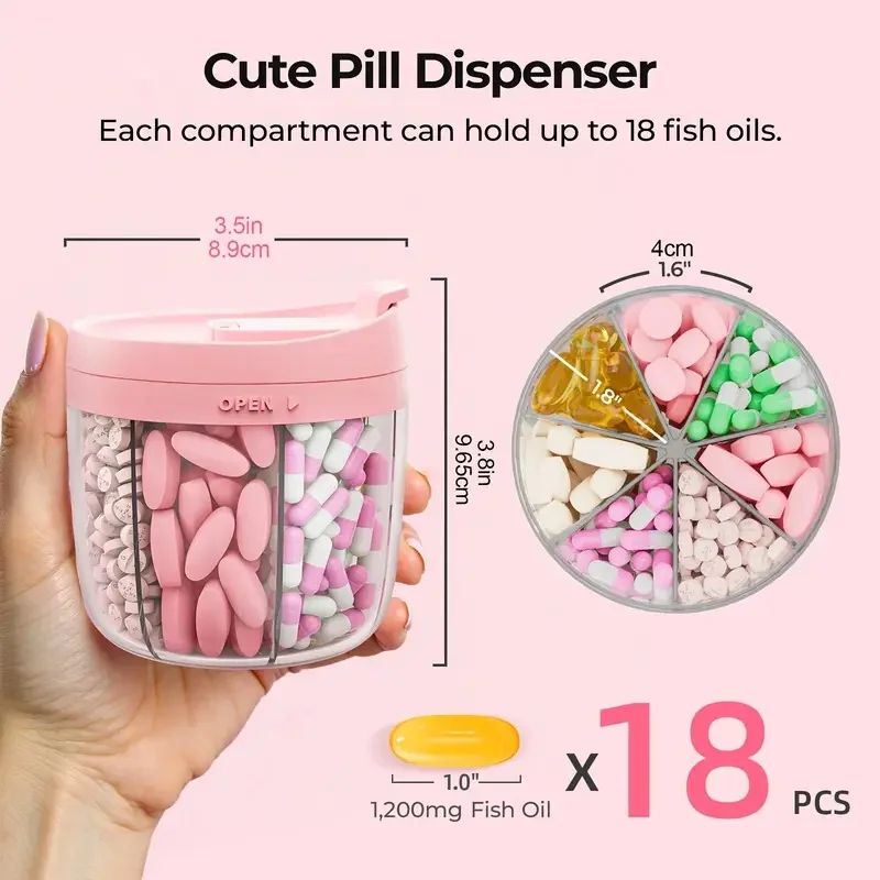 Portable Pill Dispenser Bottle With 7 Compartments 1