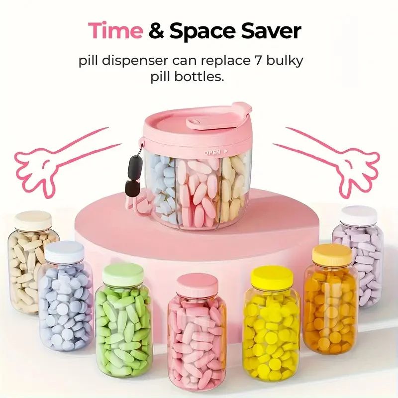 Portable Pill Dispenser Bottle With 7 Compartments 3