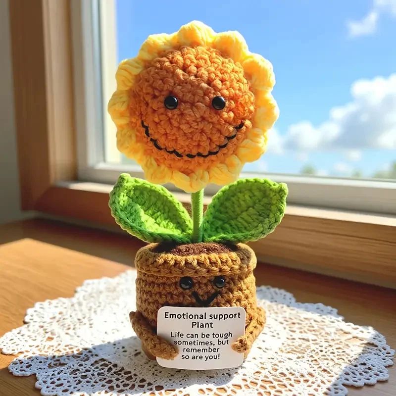 Handmade Crochet Sunflower Emotional Support Plant 4