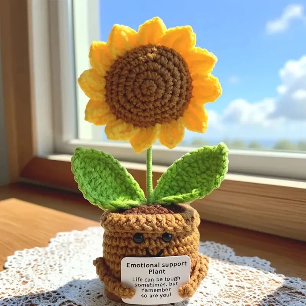 Handmade Crochet Sunflower Emotional Support Plant 5