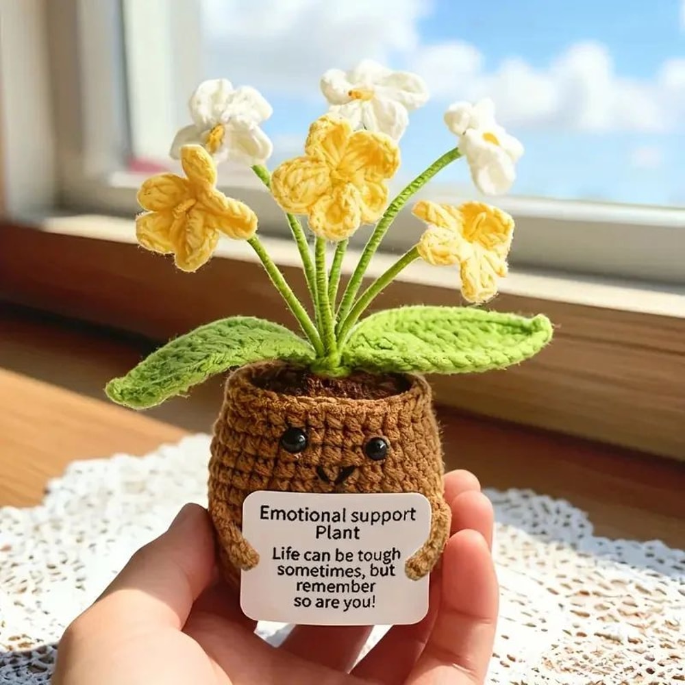 Handmade Crochet Sunflower Emotional Support Plant 7
