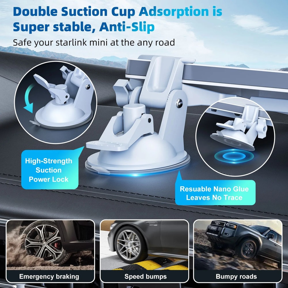 Starlink Mini Car Mount Bracket With Suction Cups 3