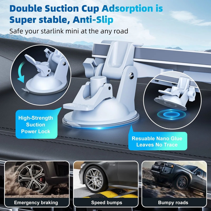Starlink Mini Car Mount Bracket With Suction Cups 3