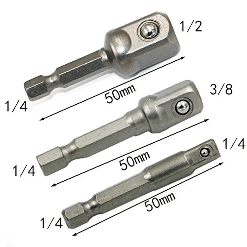 Drill Socket Adapter Set 3 Piece Impact Extension 4