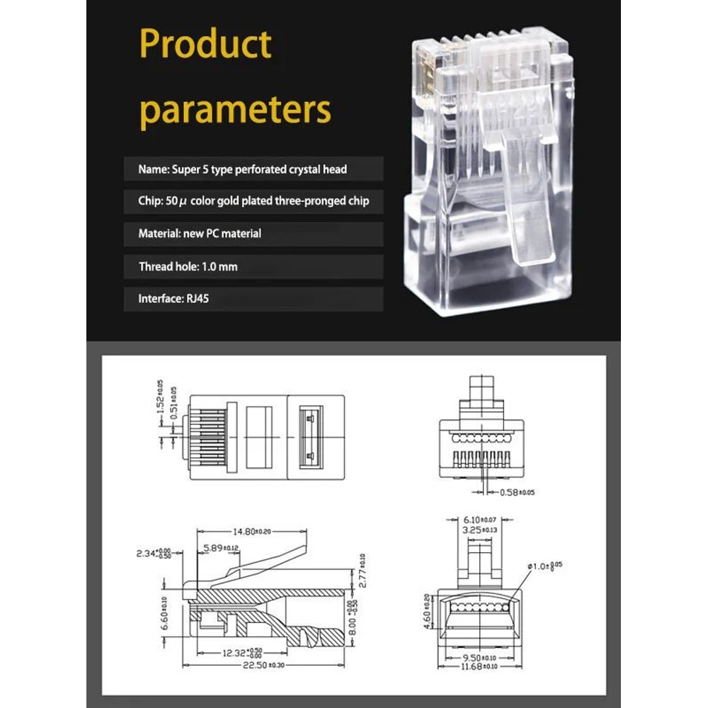 RJ45 Cat6 Network Connector 50 Piece Set 8
