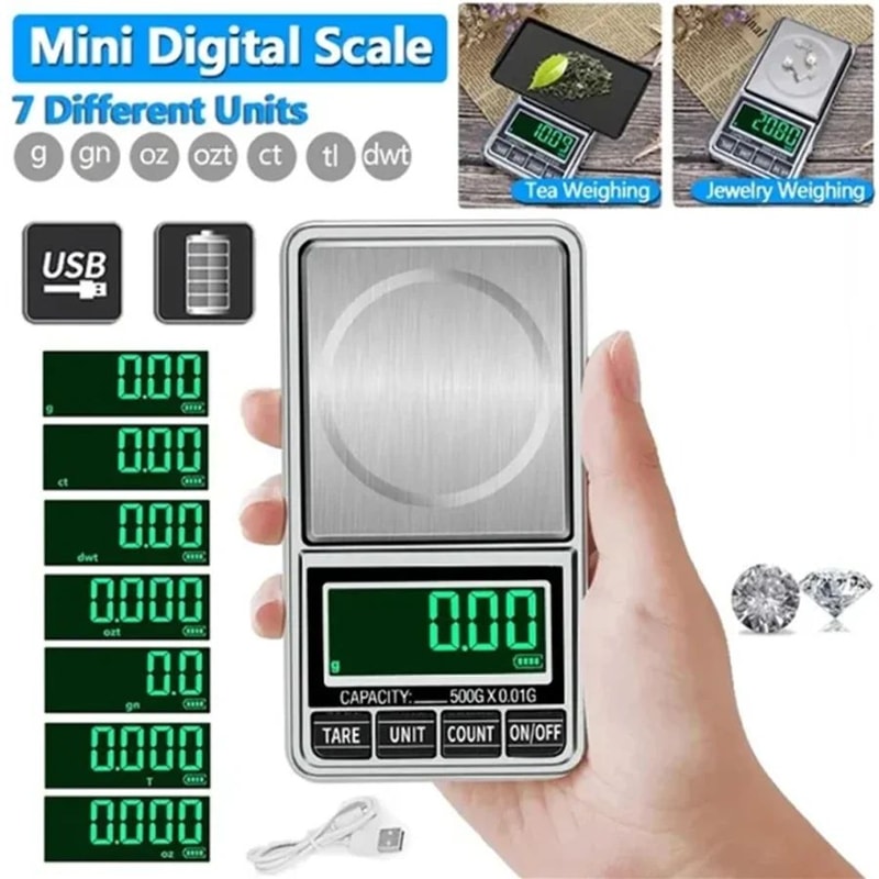 Rechargeable Mini Pocket Jewelry Scale 1