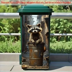 cute raccoon trash can sticker