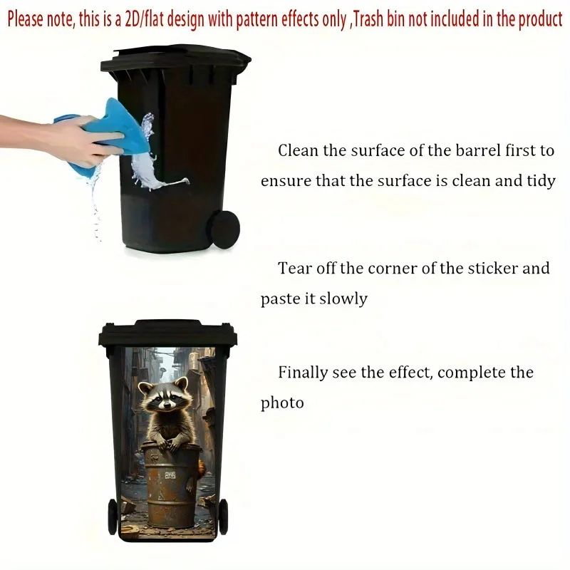 Cute Raccoon Trash Can Sticker 1