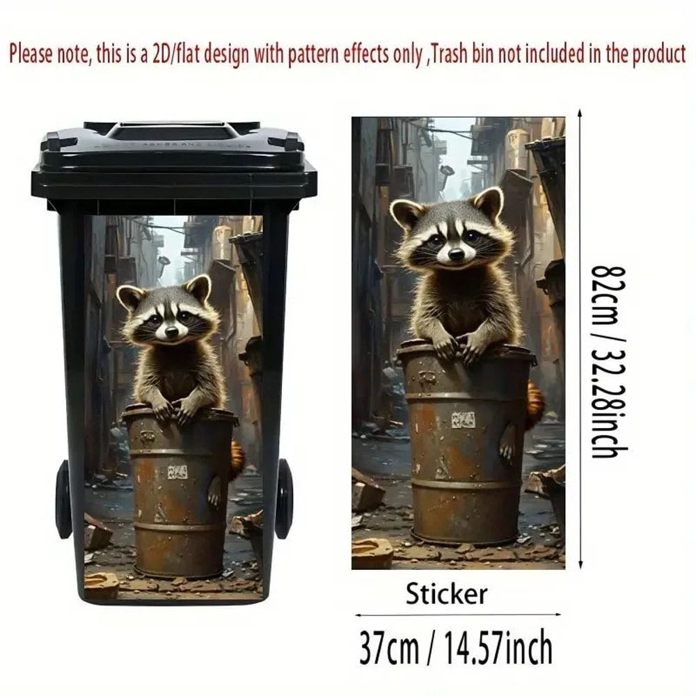 Cute Raccoon Trash Can Sticker 4