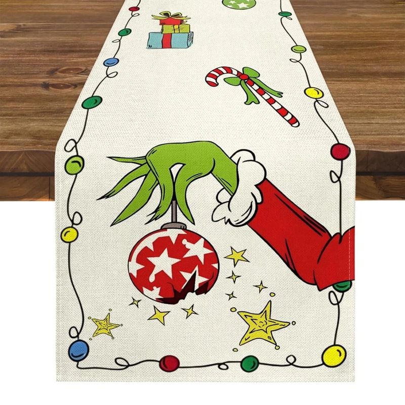 Grinch Christmas Table Runner Decor 0