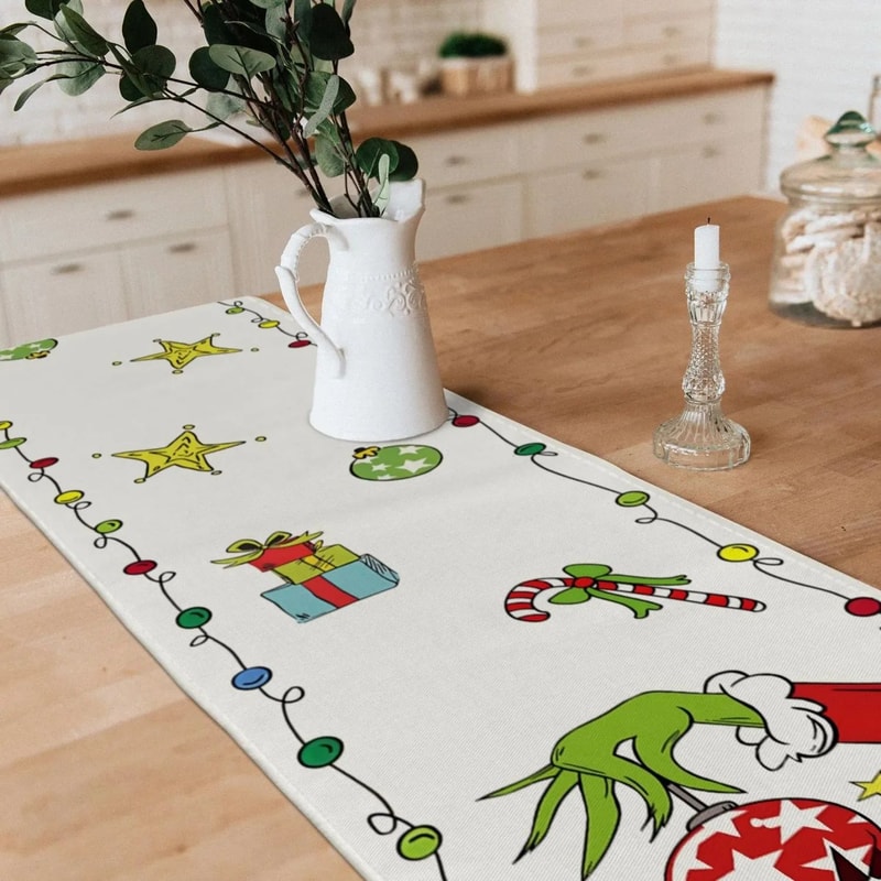 Grinch Christmas Table Runner Decor 1