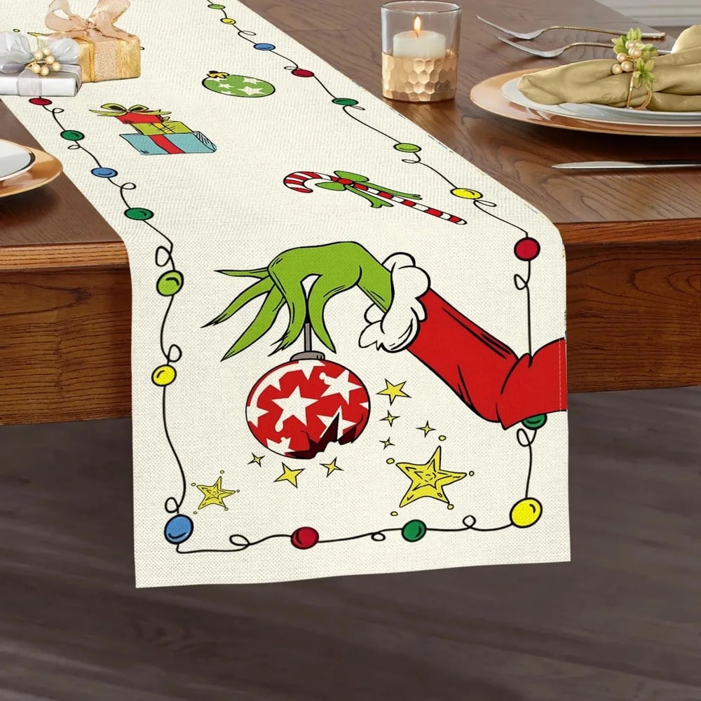 Grinch Christmas Table Runner Decor 3
