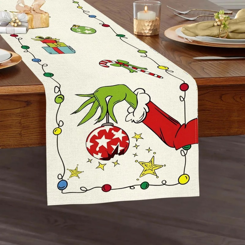 Grinch Christmas Table Runner Decor 3