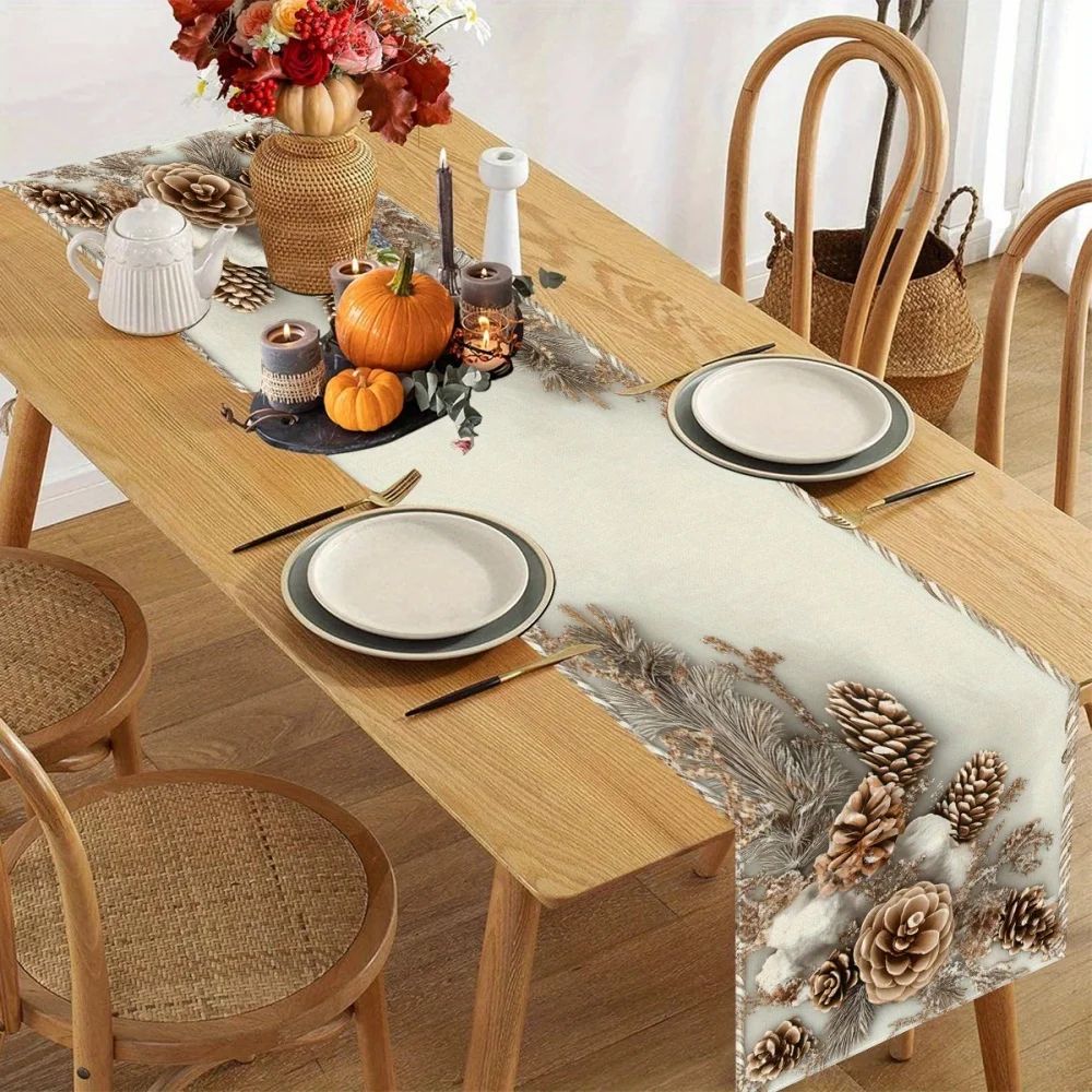 Winter Floral Table Runner Holiday Decor 3