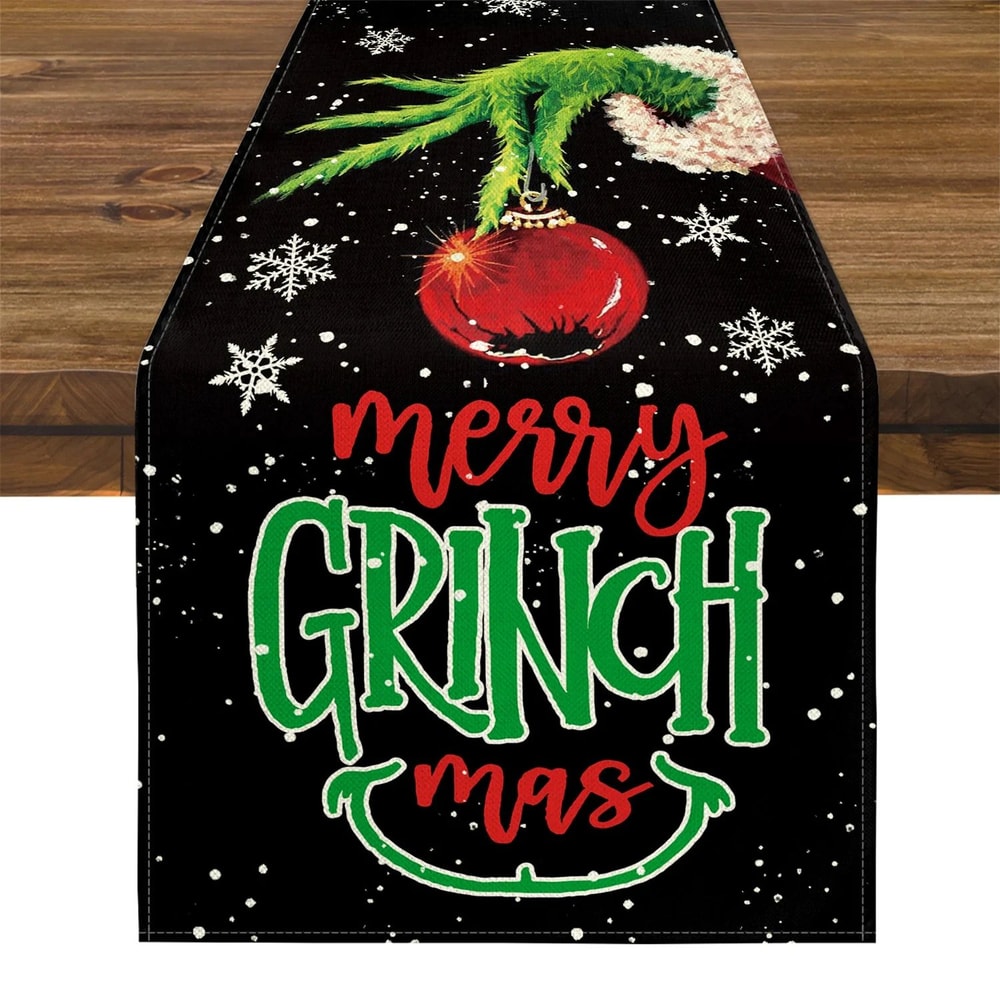 Grinch Christmas Table Runner Decor Black 0