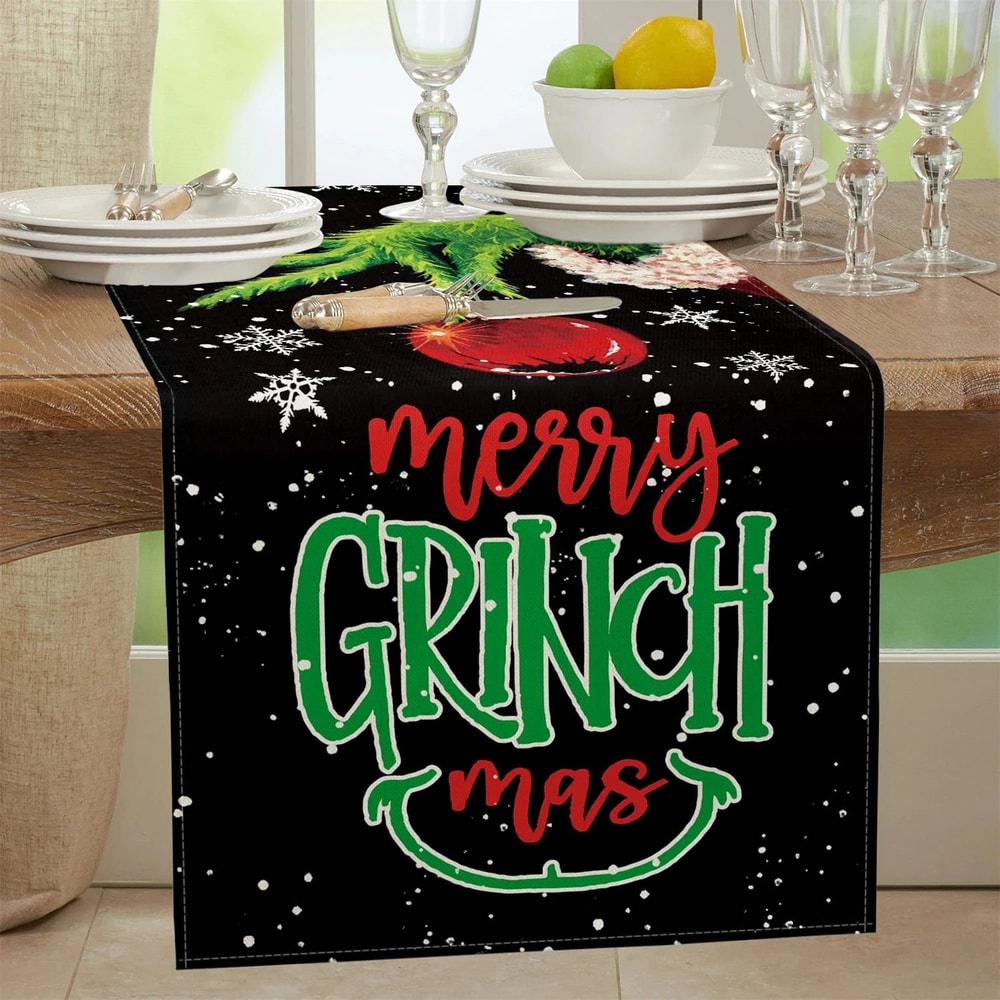 Grinch Christmas Table Runner Decor Black 2