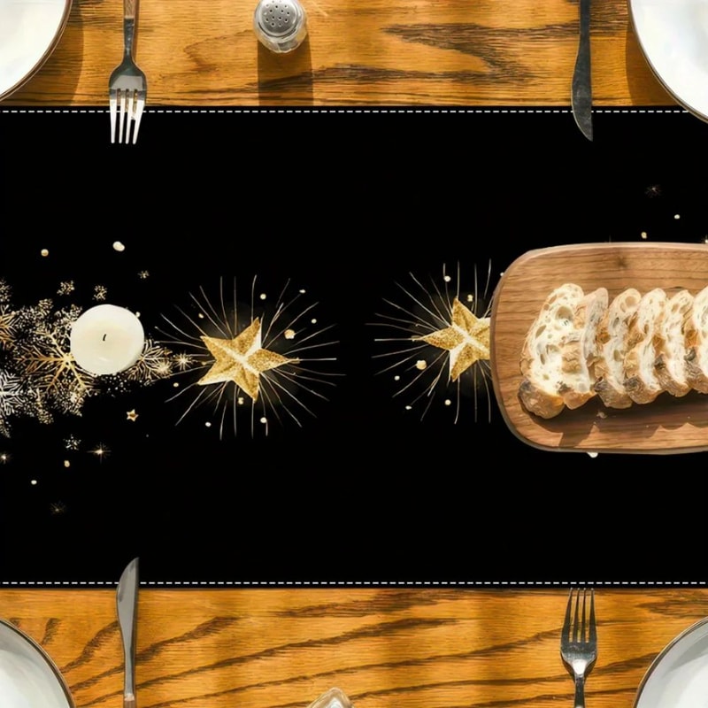 Black Gold Winter Table Runner Decor 2