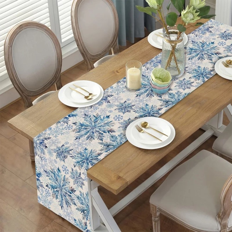 Blue Snowflake Christmas Table Runner 1